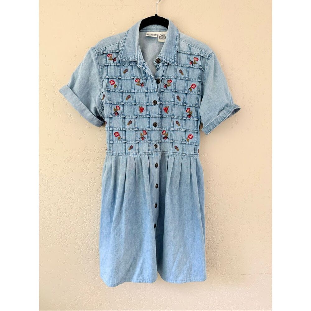 Vintage Denim Embroidered Dress